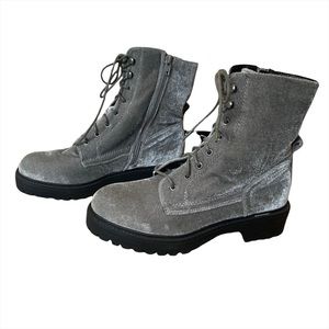 Velvet combat boots